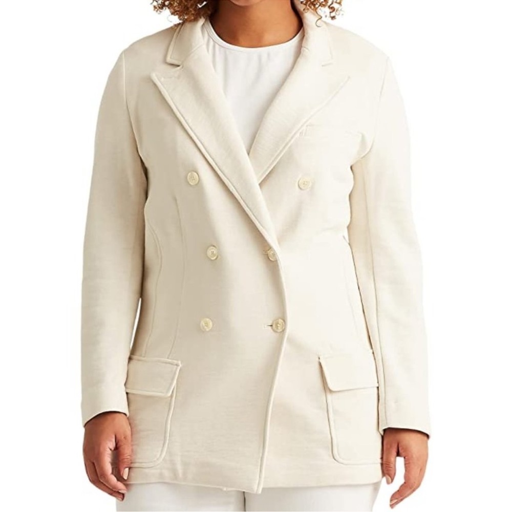 NWT - Ralph Lauren Women’s Plus Size Double-Breasted French Terry Blazer Jacket